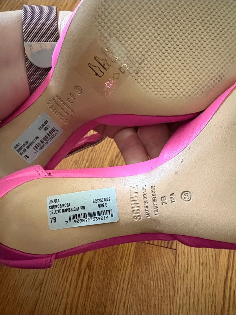 Schutz Linara Hot Pink Crystal Wrap Ankle-Strap Pointed-Toe Heels Size 7B